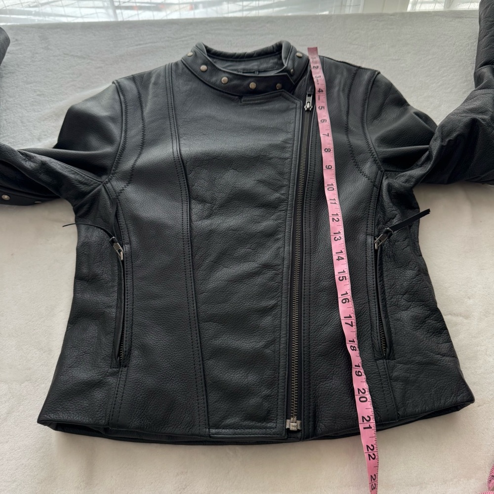 Vintage FMC Genuine Leather Moto Biker Studded Black Jacket Small 80s 90s - Picture 12 of 12